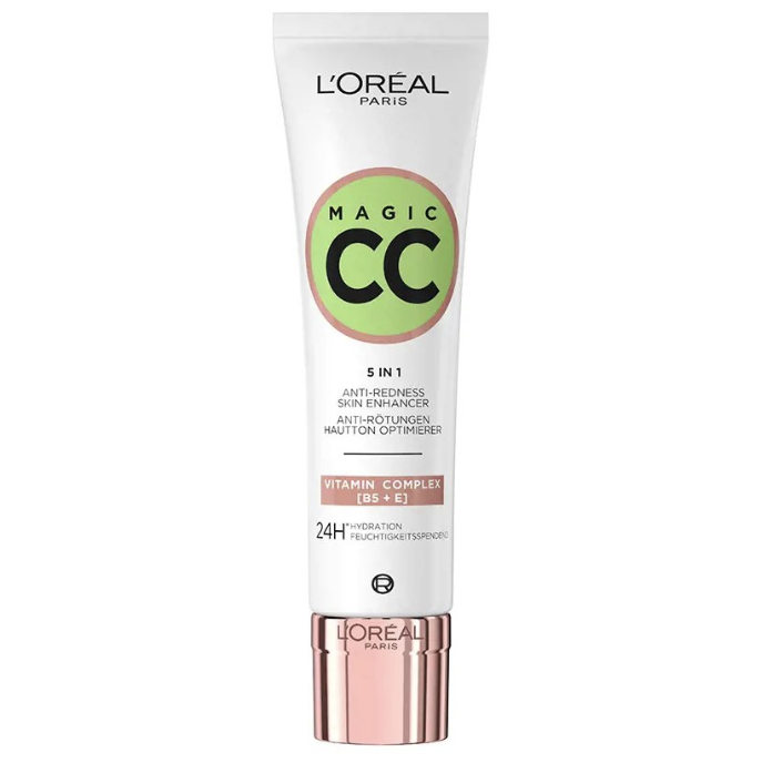 Close-up of L'Oréal Paris Magic CC Cream tube, with the product label clearly visible on a white background.